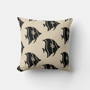 fun nautical striped fish themed pattern throw pillow