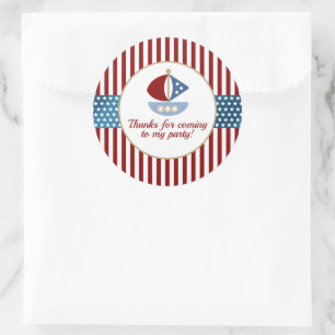 Fun Nautical Theme Birthday Party Classic Round Sticker