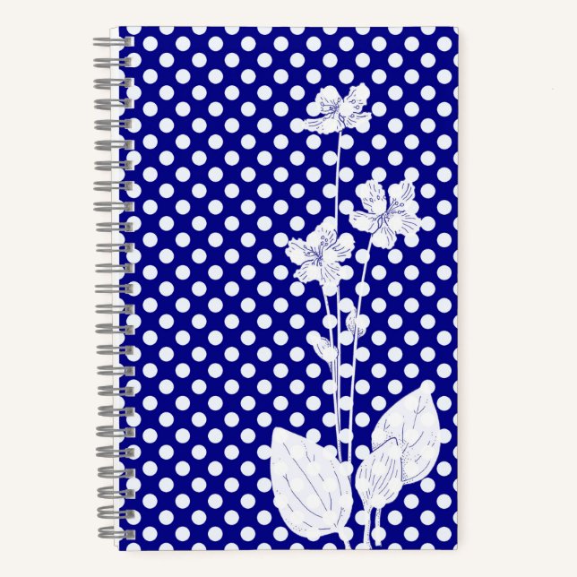   Fun Navy and White Polkadot Notebook (Front)