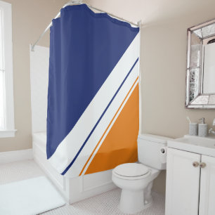 Fun Navy Blue Bright Orange White Racing Stripes
