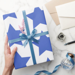 Fun Navy Blue Stars Pattern Wrapping Paper