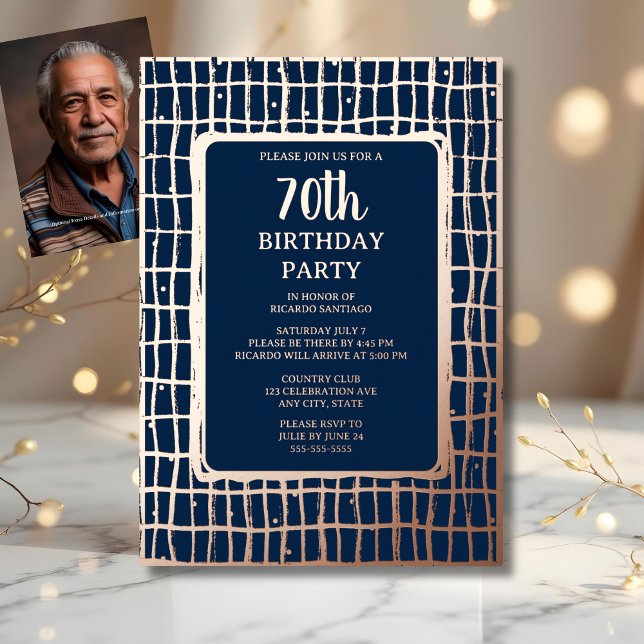 Fun Navy Champagne 70th Custom Birthday Party  (Creator Uploaded)