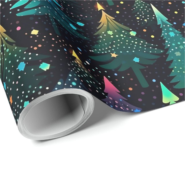Fun Neon Cute Christmas Tree Wrapping Paper (Roll Corner)