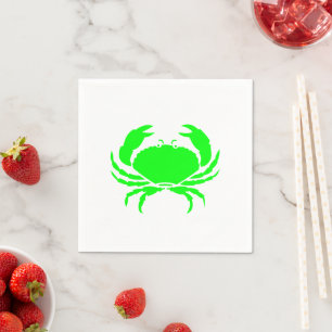 Fun neon green crabs pattern cute modern  napkin