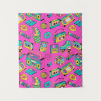 Fun Neon Pink Retro 80s 90s Tech Bright Pattern