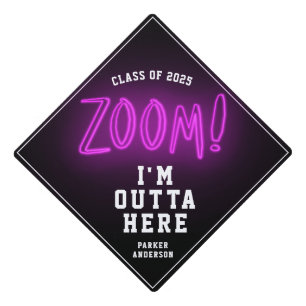 Fun Neon Pink Zoom Graduation Modern Trendy Cool Cap Topper