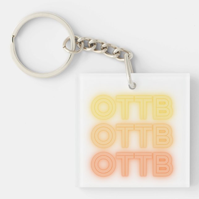 Fun Neon Retro Horse OTTB Thoroughbred Racehorse Keychain (Front)