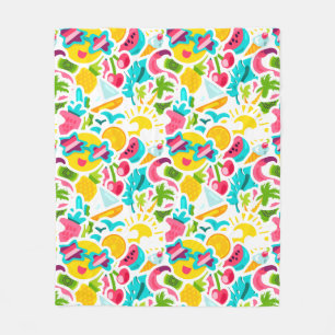 Fun Neon Sticker Pattern Fleece Blanket