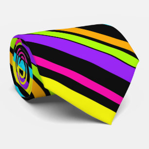 fun neon stripe pattern neck tie
