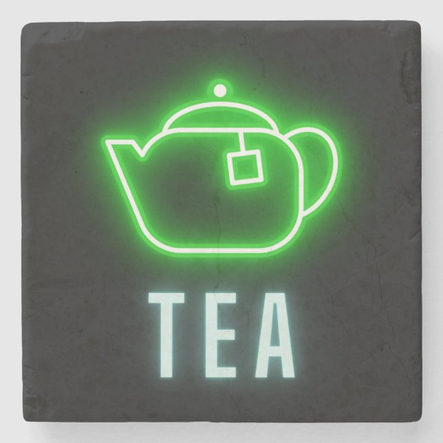 Fun Neon Teapot  Stone Coaster (Front)