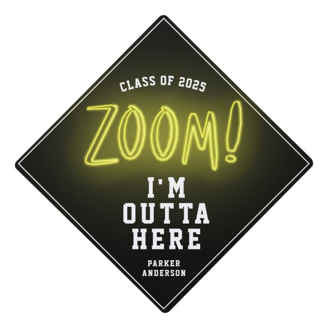 Fun Neon Zoom Cool Trendy Chic Modern Trendy Cool Graduation Cap Topper (Front)
