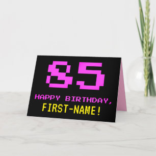 Fun, Nerdy, Geeky, Pink, 8-Bit Style 85th Birthday Card