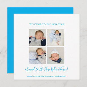 Fun New Baby Happy New Year 4 Photo Collage Blue