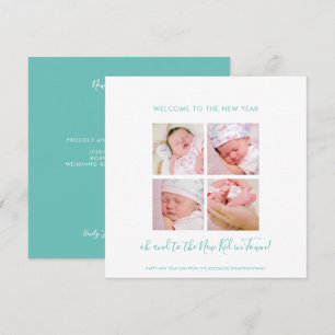 Fun New Baby Happy New Year 4 Photo Collage Teal
