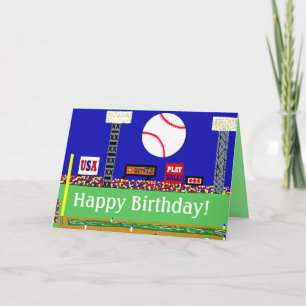 Fun New Baseball Happy Birthday Card or Invitation