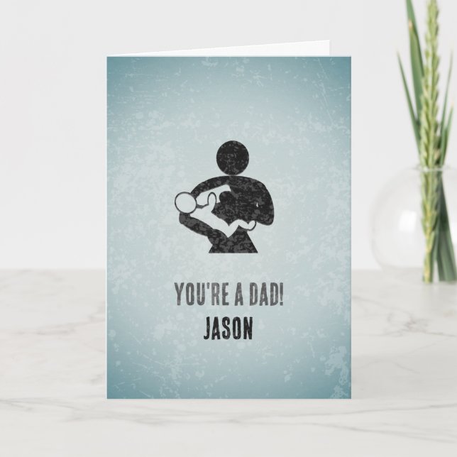 Fun New Father - Dad bottle-feeding baby Custom Card (Front)
