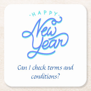 fun new year square paper coaster