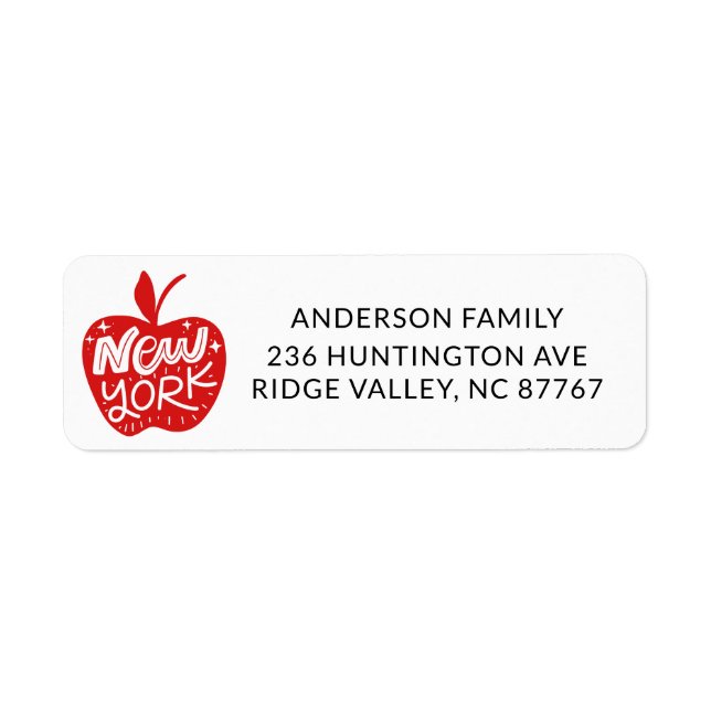 Fun New York Red Apple New Address Label (Front)
