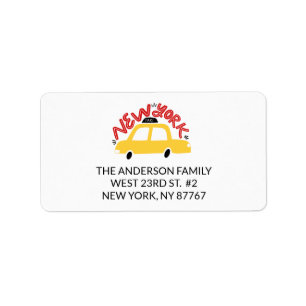 Fun New York Taxi Cab New Adresse Étiquette