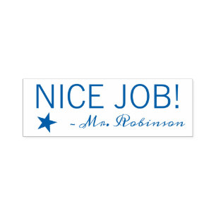 Fun "NICE JOB!" + Tutor Name Rubber Stamp