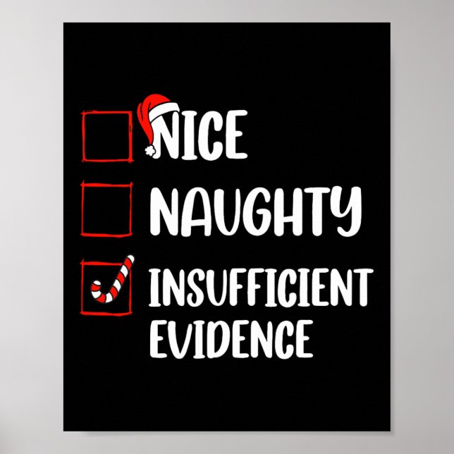 Fun Nice Naughty Insufficient Evidence Santa Claus Poster (Front)