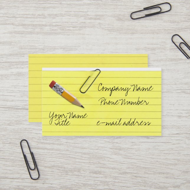 Fun notepaper pencil Trompe-l'œil Business Card (Front/Back In Situ)