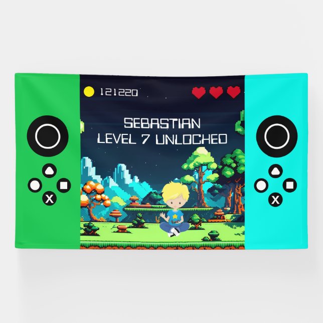 Fun Novelty Computer Game Birthday Party Banner (Horizontal)