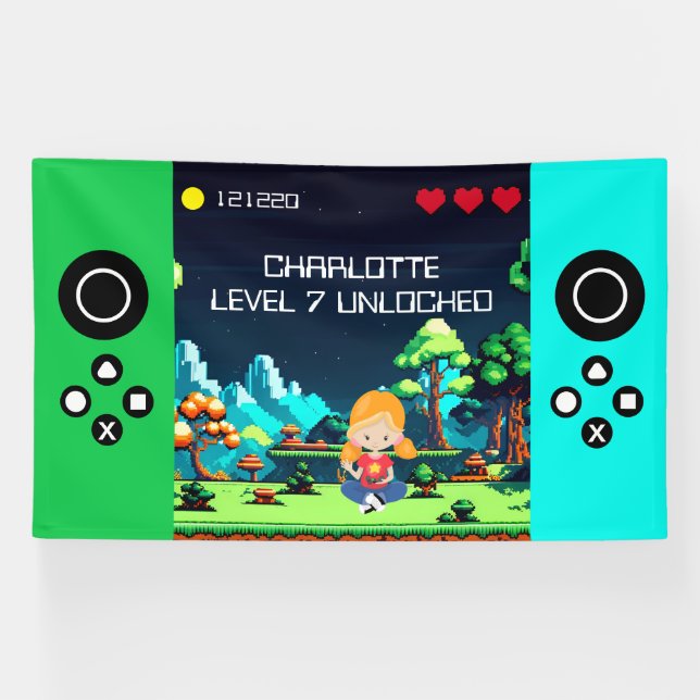 Fun Novelty Computer Game Birthday Party Banner (Horizontal)