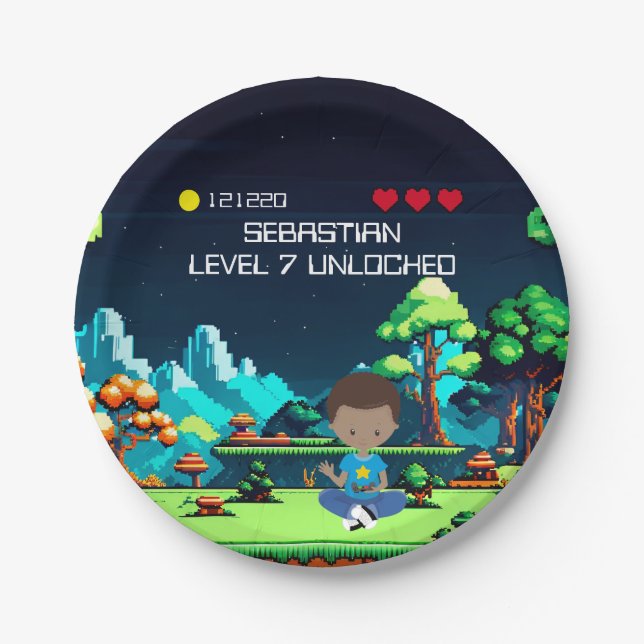 Fun Novelty Computer Game Birthday Party Paper Plate (Front)