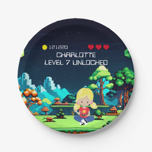Fun Novelty Computer Game Birthday Party Paper Plate (Front)