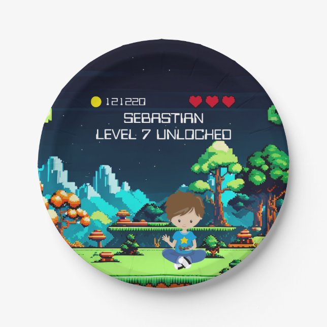 Fun Novelty Computer Game Birthday Party Paper Plate (Front)