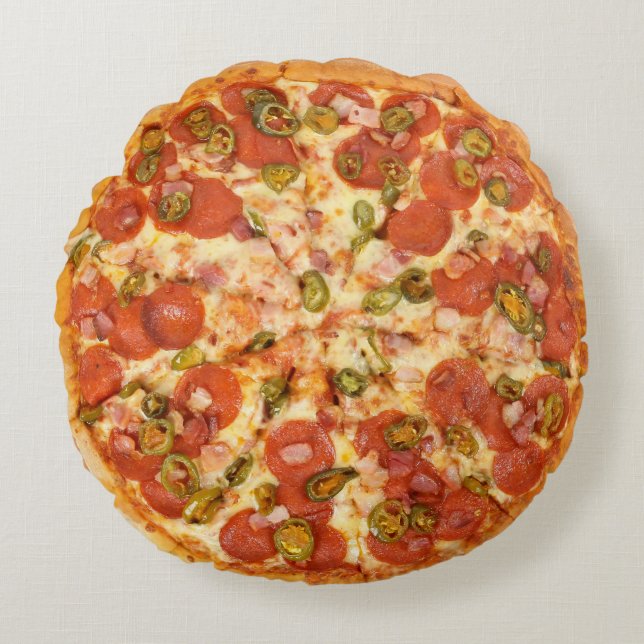 Fun Novelty Cool Cheese Pizza Grill Party Food Round Pillow (Front)