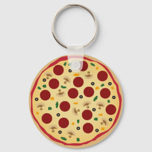 Fun Novelty Pepperoni and Veggie Pizza Keychain