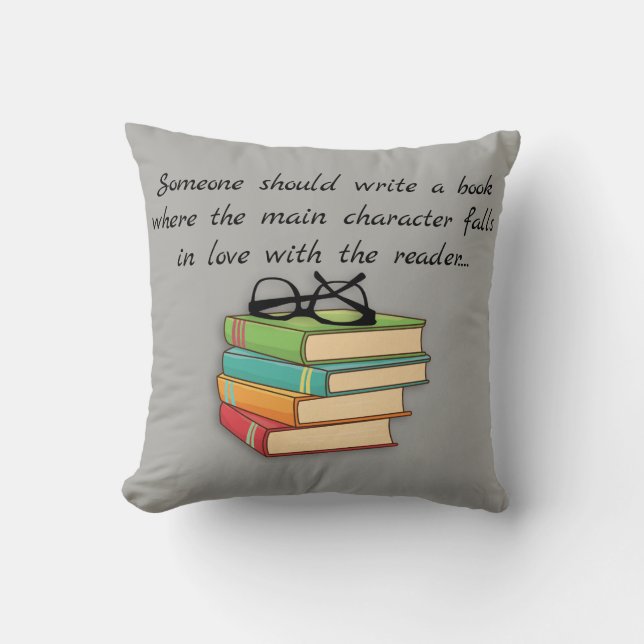 Fun Novelty Reading Books Geek Falls In Love Throw Pillow (Front)