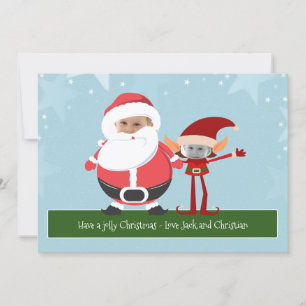 Fun Novelty Santa And Elf Christmas Personalized Holiday Card