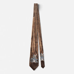 Fun Novelty Wood Background Coyote Animal Tie