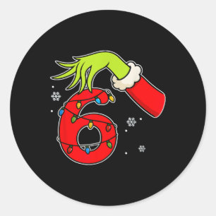 Fun Number 6 Christmas 67 Six Seven Meme Xmas Men  Classic Round Sticker