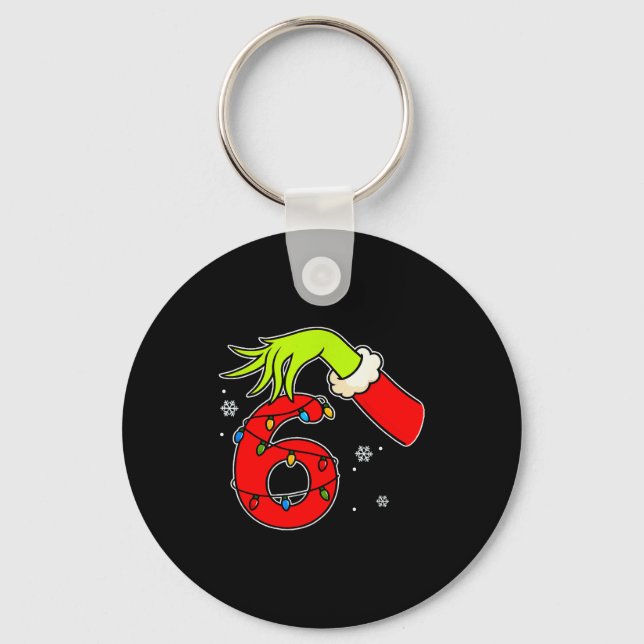 Fun Number 6 Christmas 67 Six Seven Meme Xmas Men  Keychain (Front)
