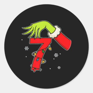 Fun Number 7 Christmas 67 Six Seven Meme Xmas Men  Classic Round Sticker