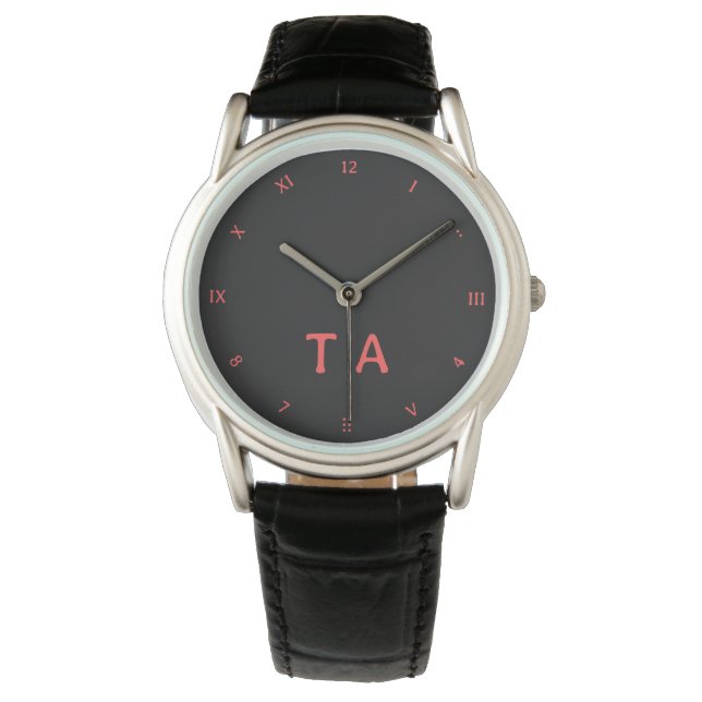 Fun Numbers, Red on Black Initials or Name Watch (Front)