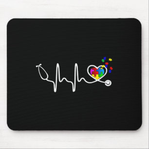 Fun Nurse Autism Puzzle Stethoscope Heart 1  Mouse Pad