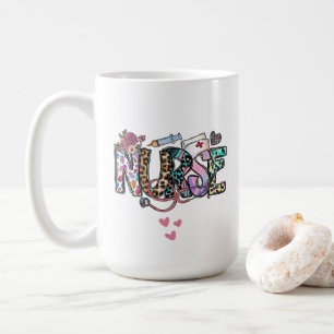 Fun Nurse Life Retro Typographie 15 oz Mug
