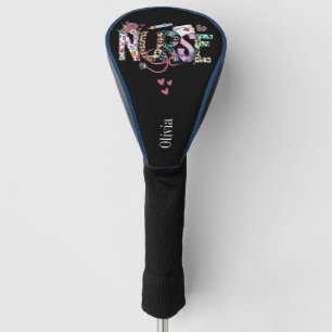 Fun Nurses Retro Typography Personalized  Golf Head Cover