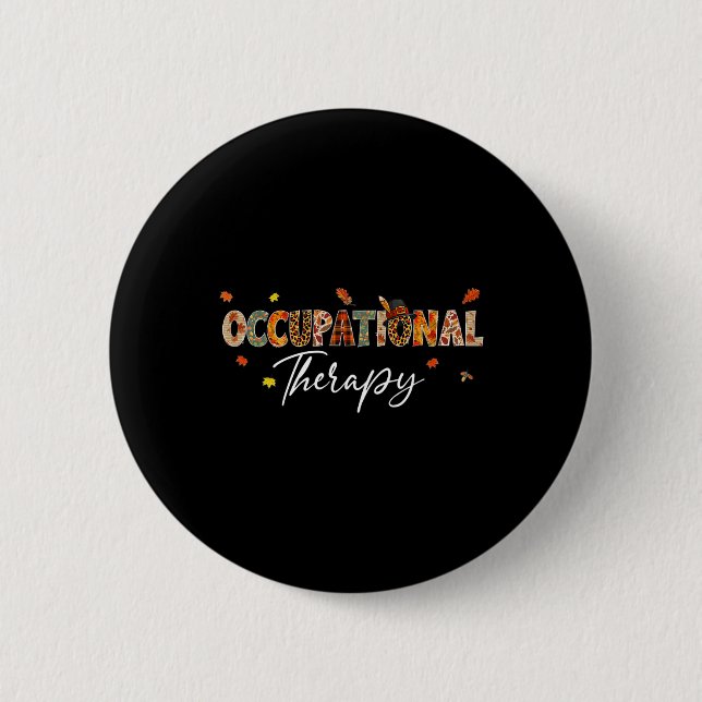 Fun Occupational Therapy Pumpkin Autumn Tree Fall  2 Inch Round Button (Front)