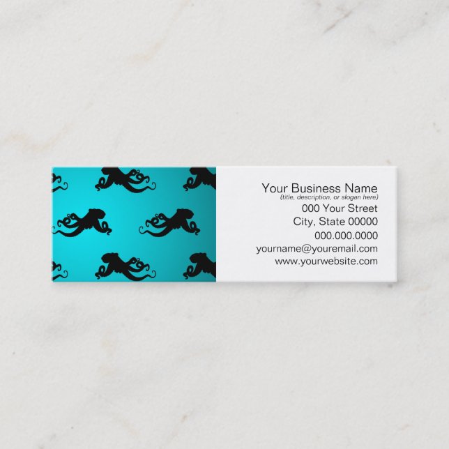 Fun Octopus Pattern on Bright Turquoise Mini Business Card (Front)