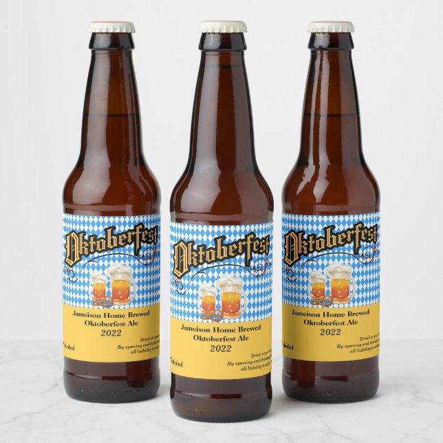Fun Oktoberfest Home Brew Beer Bottle Label (Bottles)