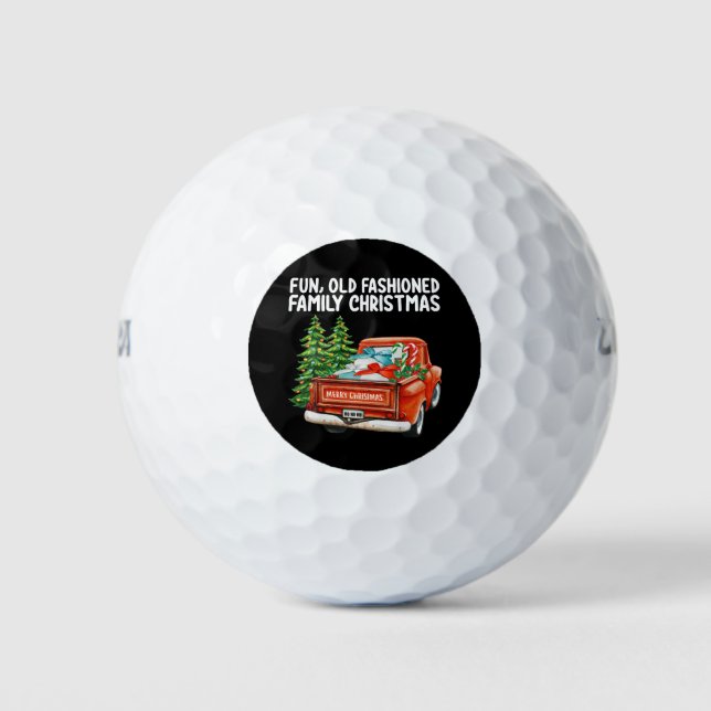 Fun Old Fashioned Family Christmas Truck Tree Golf Balls (Front)