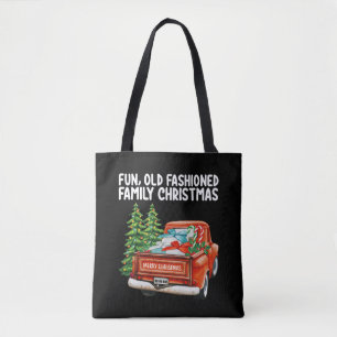 Fun Old Fashioned Family Christmas Truck Tree Tote Bag