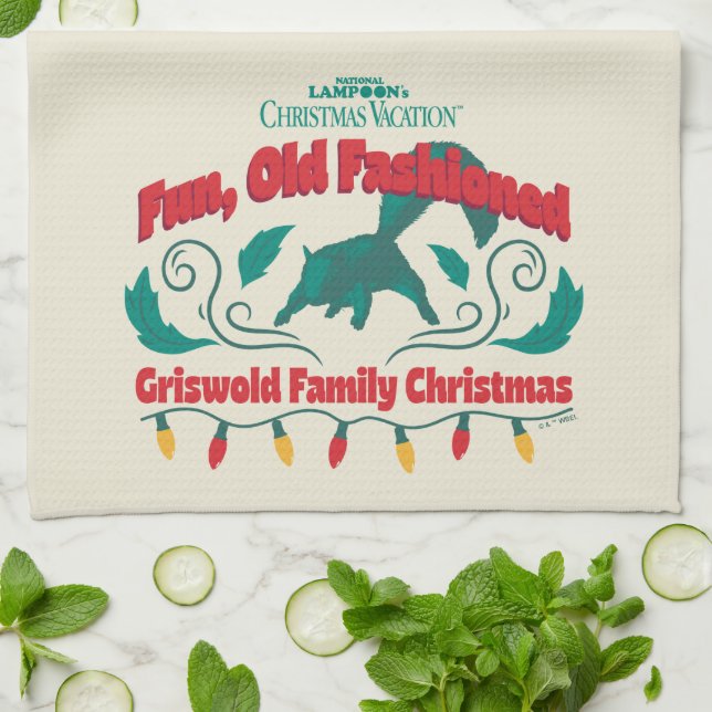 Fun, Old Fashioned Griswold Family Christmas Kitchen Towel (Folded)