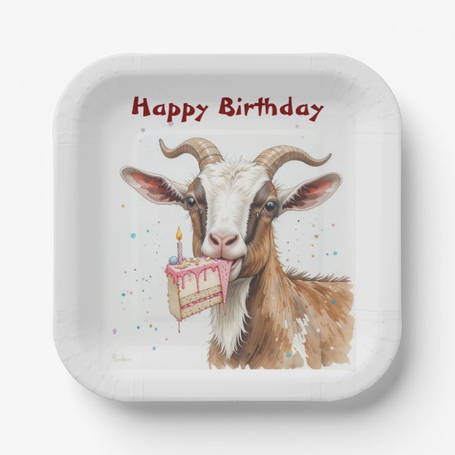  Fun Old Goat Over the Hill Birthday Paper Plate (Front)